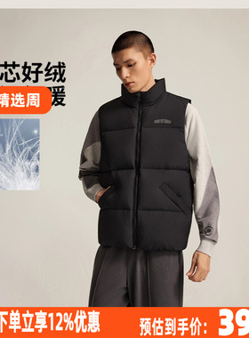 李宁韦德防泼水鹅绒羽绒马甲男子2025冬季百搭运动外套AMRV079