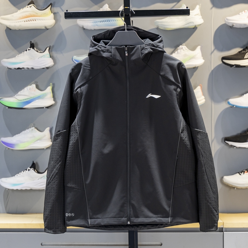 李宁男子连帽加绒保暖软壳外套