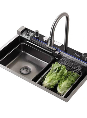 惜度304手工水槽单槽不锈钢盆大号厨房洗菜池鲸鱼台盆压纹S7546N