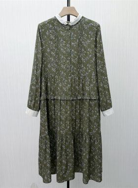 C●2026春季新品 碎花长袖连衣裙女小清新复古森系茶歇裙子7096