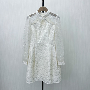 芭●2025春季新品 新中式盘扣裙子女气质显瘦清新淑女连衣裙7024