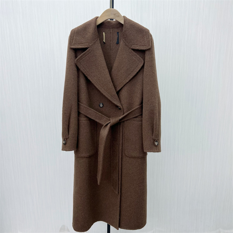良月●2025冬季新 双面呢大衣女气质长款宽松绵羊毛呢子外套6415