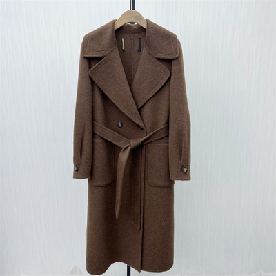 良月●2025冬季新 双面呢大衣女气质长款宽松绵羊毛呢子外套6415