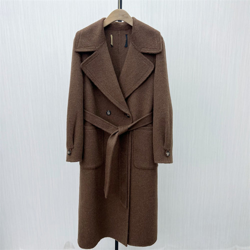 良月●2025冬季新 双面呢大衣女气质长款宽松绵羊毛呢子外套6415