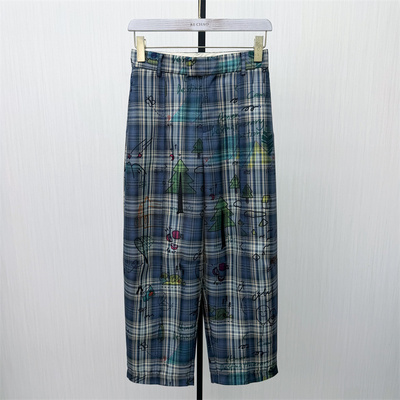 fei●2026春季新品 格纹阔腿裤女宽松休闲百搭直筒显瘦长裤5128