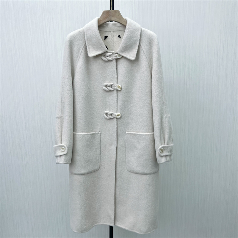 良月●2025冬季新 双面呢大衣女气质长款宽松绵羊毛呢子外套8555