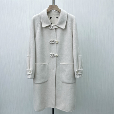 良月●2025冬季新 双面呢大衣女气质长款宽松绵羊毛呢子外套8555