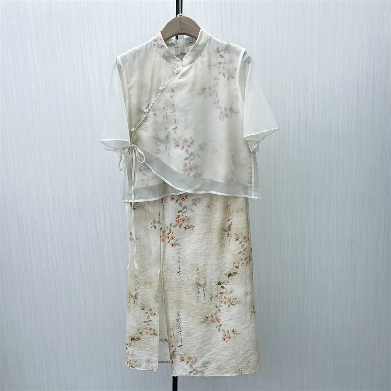 香●2025夏季新品 新中式套装裙子女气质显瘦清新淑女连衣裙4355