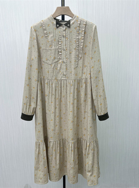 C●2025冬季新品 碎花长袖连衣裙女小清新复古森系茶歇裙子7223