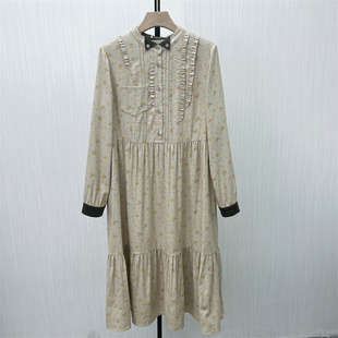 C●2025冬季新品 碎花长袖连衣裙女小清新复古森系茶歇裙子7223