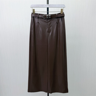 乂●2026春季新品 直筒皮裙半身裙女气质高腰显瘦包臀一步裙0763