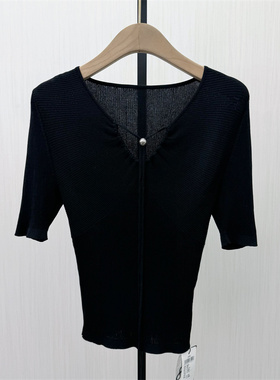 乂●2026春季新品 短袖针织衫女气质修身显瘦简约打底衫上衣0761