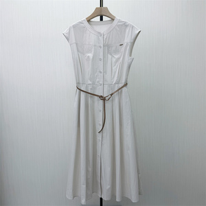 香●2026夏季新品 无袖连衣裙女简约休闲通勤百搭显瘦衬衫裙4538