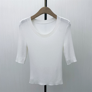 短袖 新品 针织衫 女气质轻薄修身 上衣176 彩 显瘦打底衫 2026春季