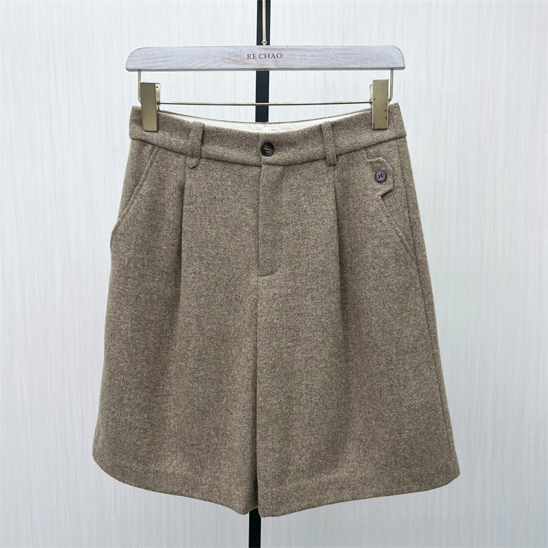 C●2025冬季新品 毛呢短裤女高腰显瘦休闲百搭外穿a字阔腿裤5311