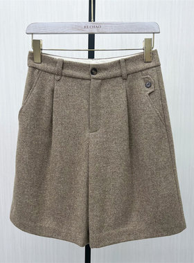 C●2025冬季新品 毛呢短裤女高腰显瘦休闲百搭外穿a字阔腿裤5311
