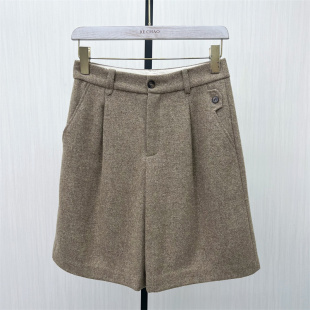 女高腰显瘦休闲百搭外穿a字阔腿裤 毛呢短裤 新品 5311 2025冬季
