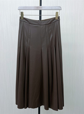 KA●2025冬季新品 皮裙女高腰显瘦气质通勤百搭a字大摆长裙0582