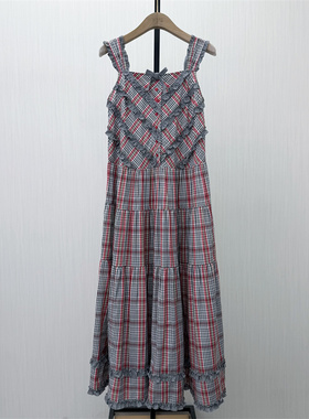 fei●2026夏季新品 格纹连衣裙女气质甜美小众无袖a字背心裙6036