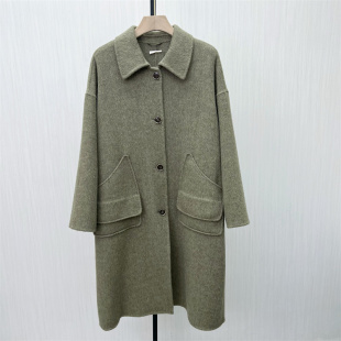 双面呢大衣女气质长款 新品 宽松绵羊毛呢子外套8090 2025冬季