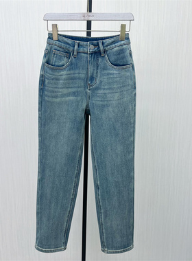 fei●2025冬季新品 磨毛小脚牛仔裤女高腰显瘦修身长裤铅笔裤8372
