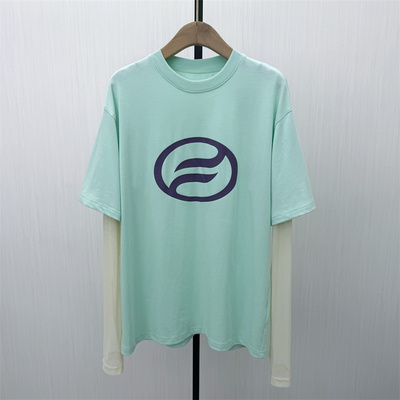 fei●2026春季新 宽松假两件拼接T恤女时尚休闲百搭长袖上衣5083