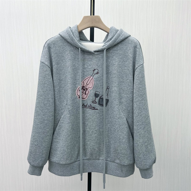 C●2025冬季新品 加绒连帽套头卫衣女休闲宽松慵懒感长袖上衣1207