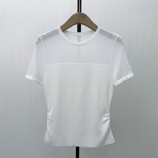 迪●2026夏季新品 短袖针织衫女气质修身显瘦简约打底上衣0058