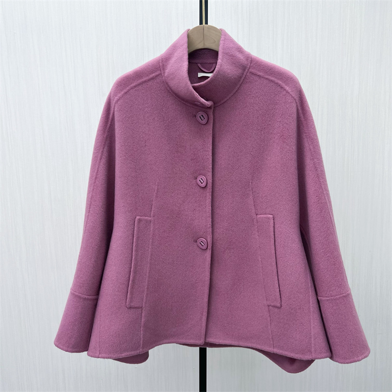 C●2025冬季新品 双面呢大衣女气质短款宽松绵羊毛呢子外套8351