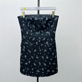 复古碎花抹胸连衣裙女收腰显瘦百搭A字裙340 新品 艾 2025秋季