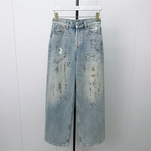 S●2026冬季新品 阔腿牛仔裤女高腰显瘦宽松休闲通勤百搭长裤763