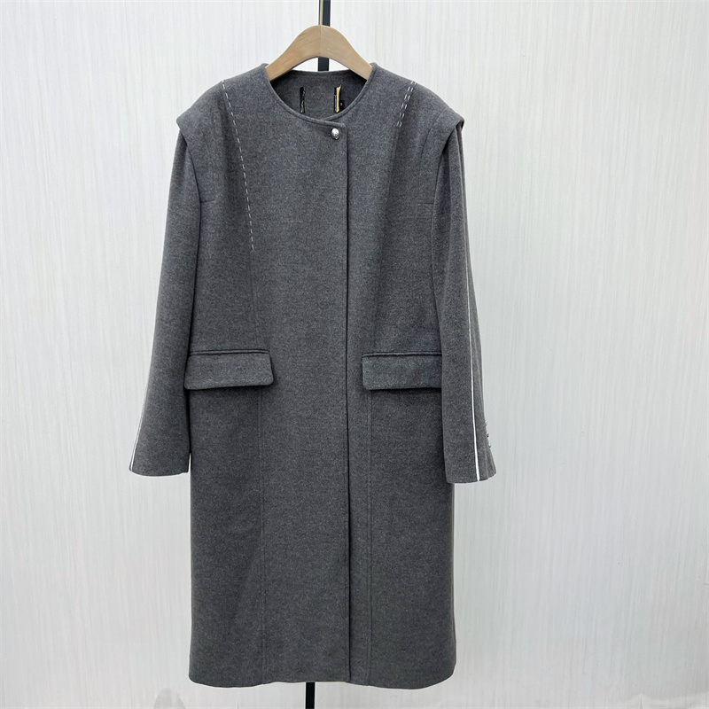 S●2025冬季新品 双面呢大衣女长款气质宽松绵羊毛呢子外套703