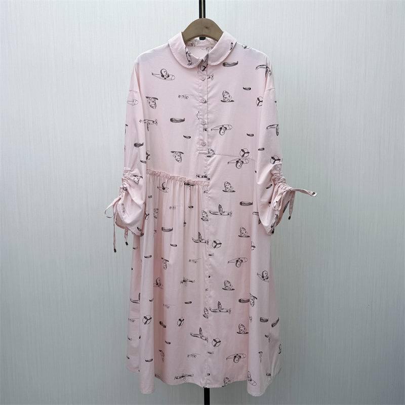 C●2026春季新品 长袖印花连衣裙女设计感休闲宽松显瘦衬衫裙7092图片