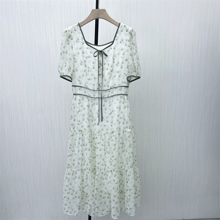 方领连衣裙女气质显瘦小清新a字茶歇裙1271 香 2025夏季 新品 法式