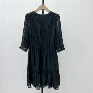 天丝连衣裙女法式 新品 气质显瘦小清新a字茶歇裙1375 2025秋季 芭