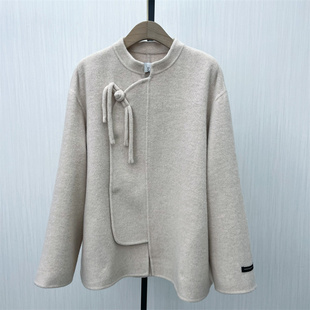 双面呢大衣女中长款 新品 气质宽松绵羊毛呢外套8222 2025冬季 fei