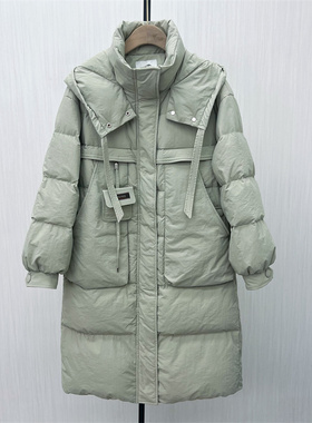 fei●2025冬季新品 羽绒服女时尚长款宽松加厚保暖白鸭绒外套8251