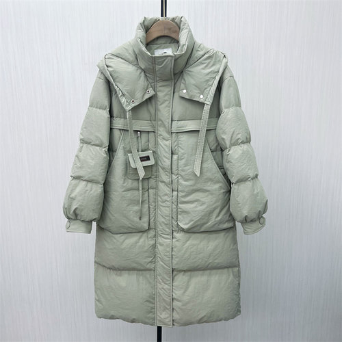 fei●2025冬季新品 羽绒服女时尚长款宽松加厚保暖白鸭绒外套8251