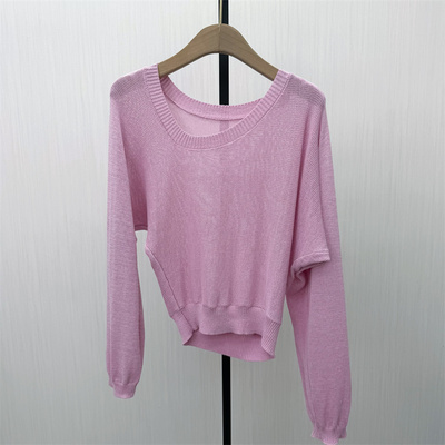 fei●2026春季新品 长袖针织衫女气质轻薄修身显瘦打底上衣5266