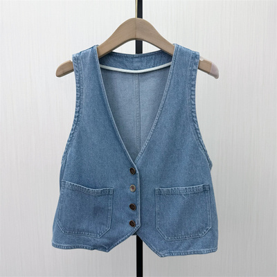 fei●2026夏季新品 牛仔马甲女简约宽松休闲百搭无袖坎肩背心6099