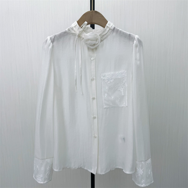 fei●2026春季新品 法式长袖衬衫女小众气质别致宽松打底上衣5045