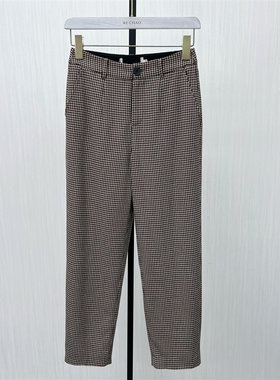 司●2025冬季新品 格纹哈伦裤女休闲通勤高腰显瘦直筒烟管裤1210