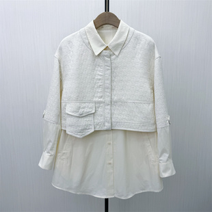 假两件上衣女时尚 新品 拼接休闲宽松设计感外套3136 2026春季