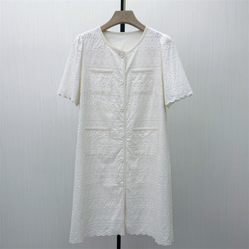 fei●2026夏季新品 法式镂空连衣裙女气质显瘦小清新短袖裙子6047