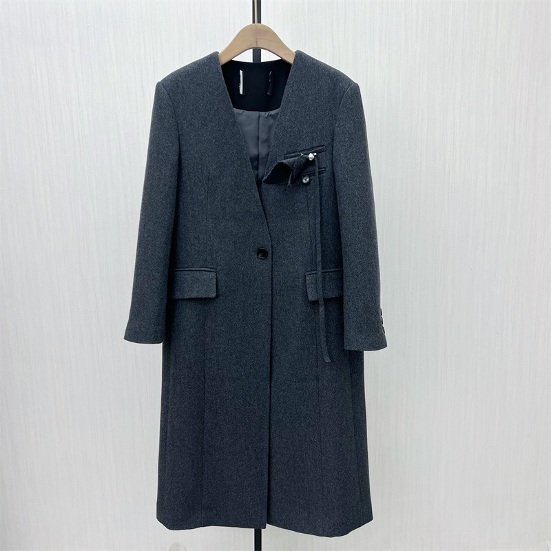 KA●2025冬季新品 绵羊毛呢子大衣女气质长款西装毛呢外套1851
