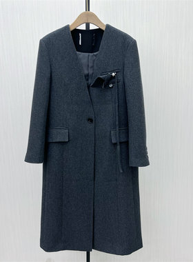 KA●2025冬季新品 绵羊毛呢子大衣女气质长款西装毛呢外套1851