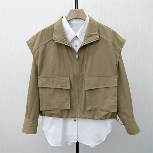 艾W●2026春季新品 工装背心马甲长袖衬衫两件套休闲上衣女4112