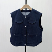 背心外套宽松休闲无袖 香 牛仔马甲女工装 新品 夹克1267 2026春季