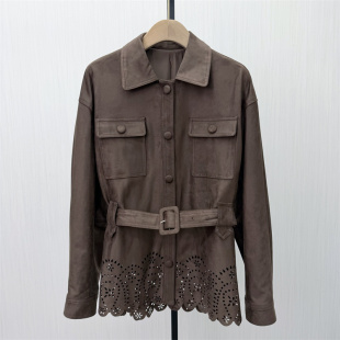 复古美拉德麂皮外套女宽松休闲百搭风衣夹克552 新品 2026春季