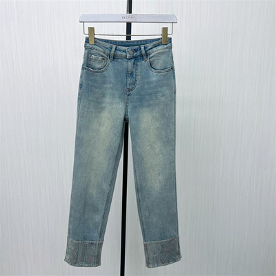 fei●2025冬季新品 小脚磨毛牛仔裤女高腰显瘦修身长裤铅笔裤8376